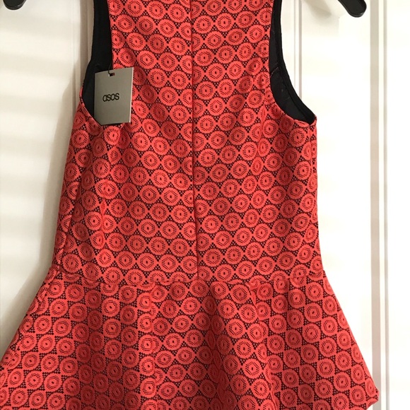 NWT ASOS Red Peplum Top Size 4 - Picture 2 of 6